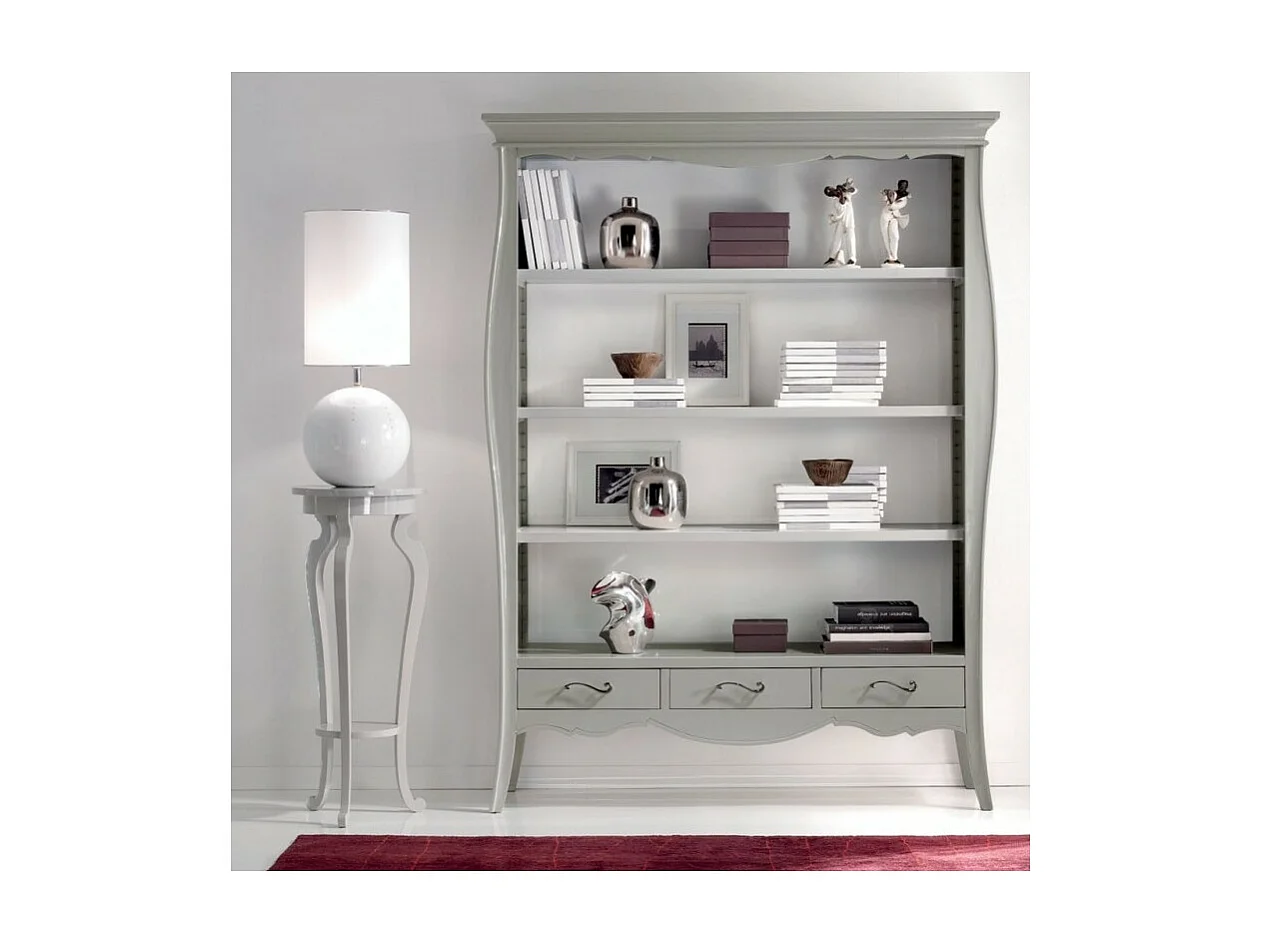 MOBILI 2G - LIBRERIA CLASSICA IN LEGNO 3 CASSETTI GRIGIO/BIANCO 151X47X204 (1383)