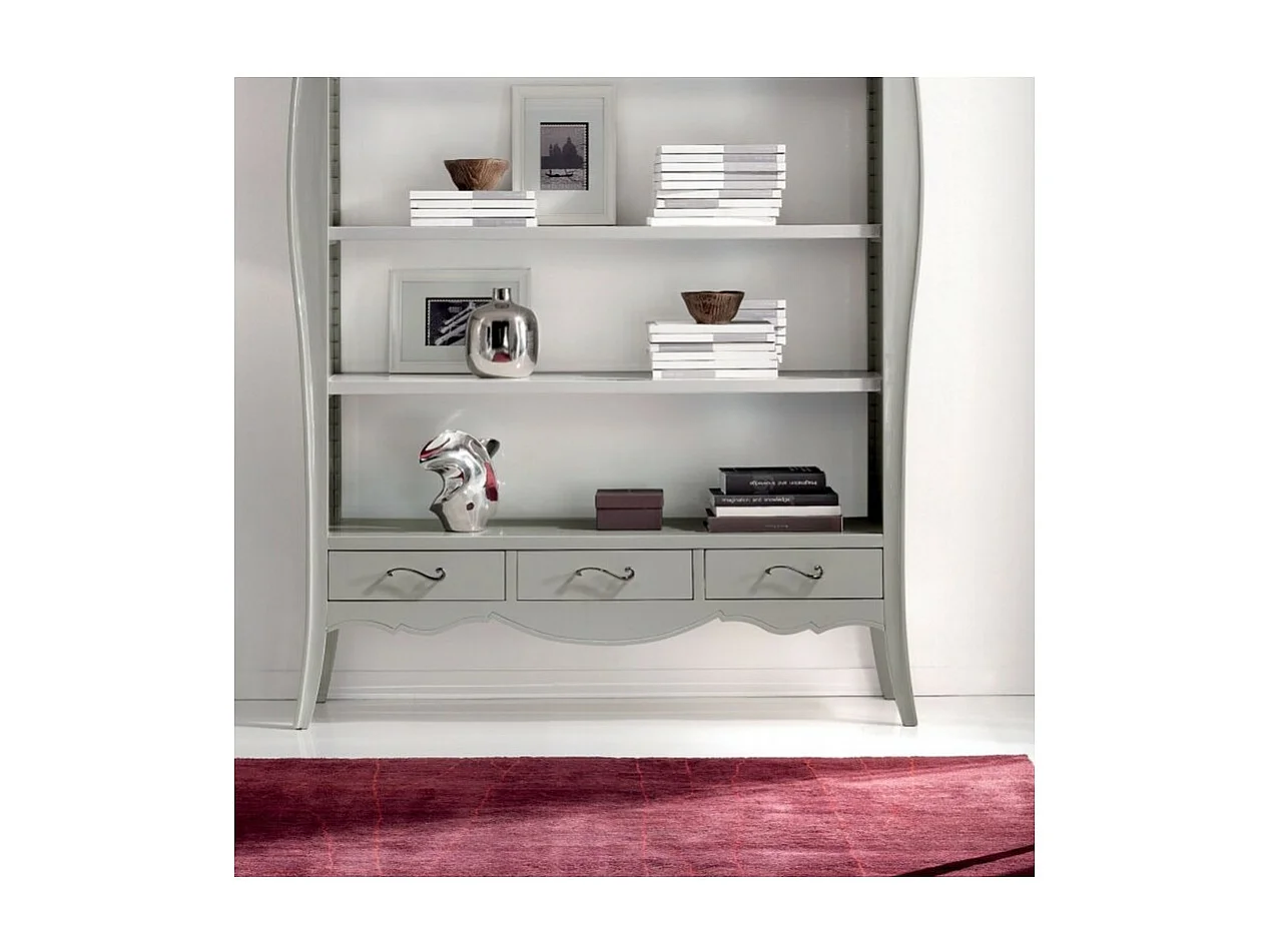 MOBILI 2G - LIBRERIA CLASSICA IN LEGNO 3 CASSETTI GRIGIO/BIANCO 151X47X204 (1383)