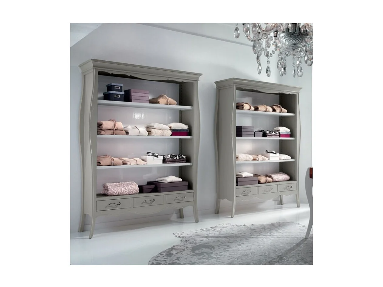 MOBILI 2G - LIBRERIA CLASSICA IN LEGNO 3 CASSETTI GRIGIO/BIANCO 151X47X204 (1383)