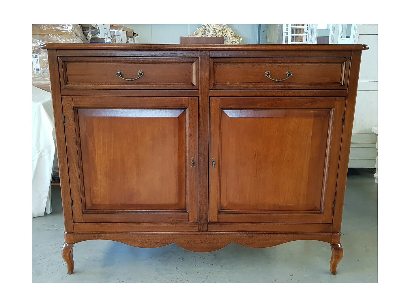 MOBILI 2G - MADIA CREDENZA ARTE POVERA IN LEGNO 2 PORTE BASSANO L.145 P.50 H.115 (755)