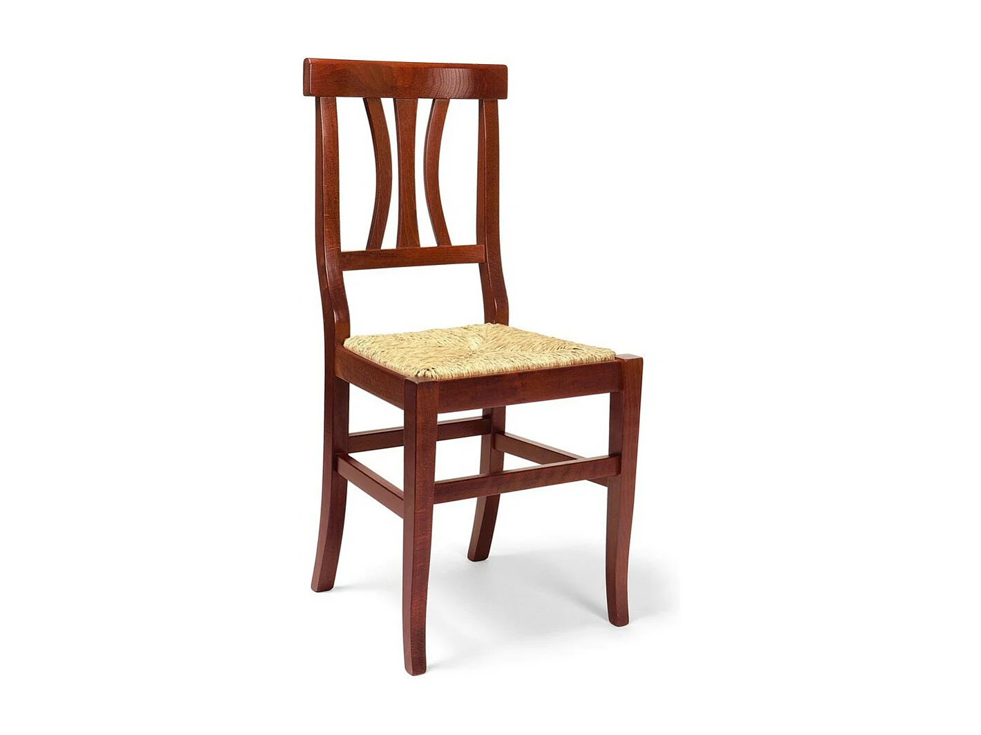 MOBILI 2G -  SET 2 SEDIE TRE STECCHE LEGNO SEDUTA PAGLIA TINTA NOCE (595)