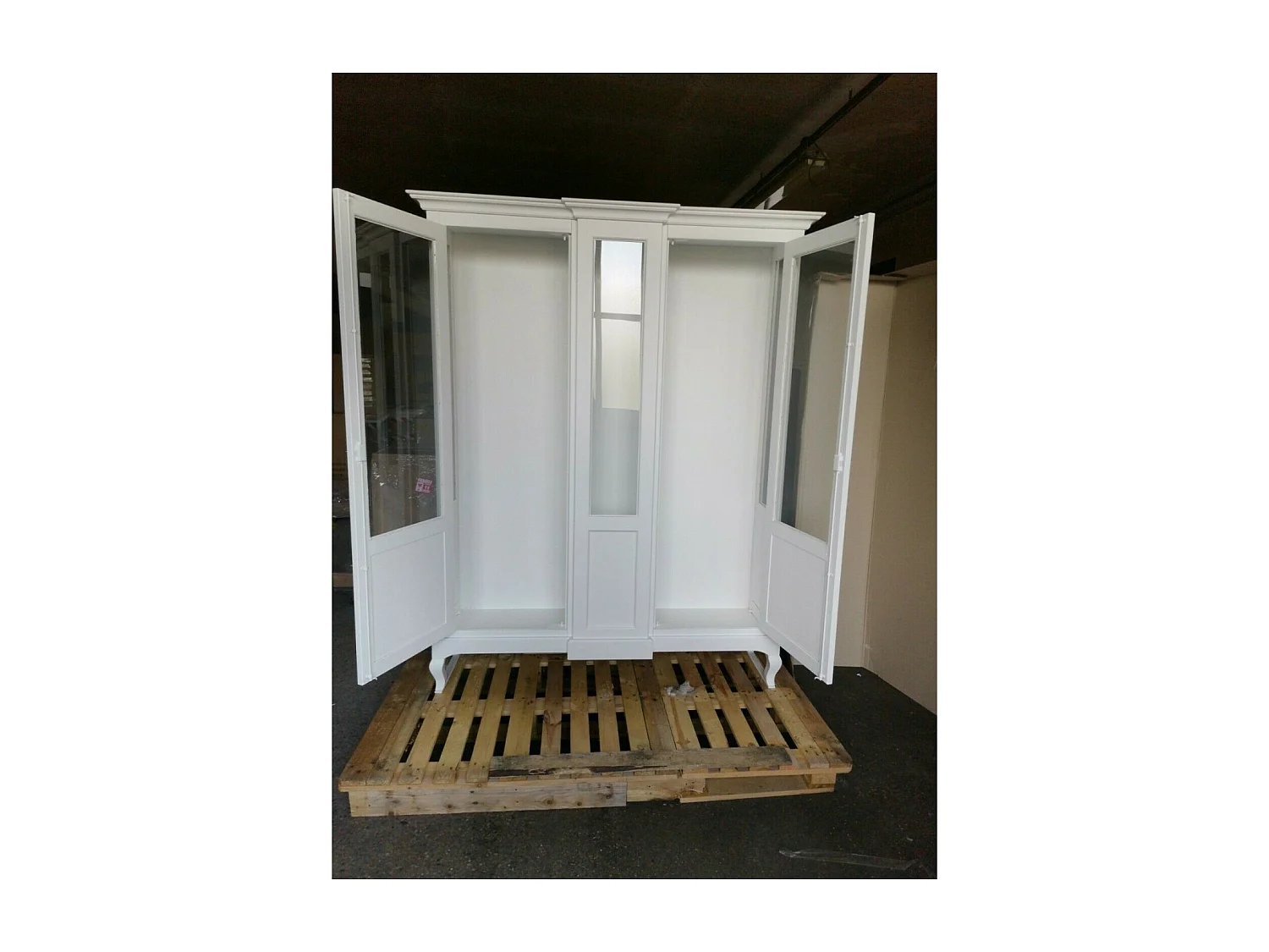 MOBILI 2G - VETRINA 2 ANTE IN LEGNO BIANCO ARTE POVERA 163X46X208 (1421)