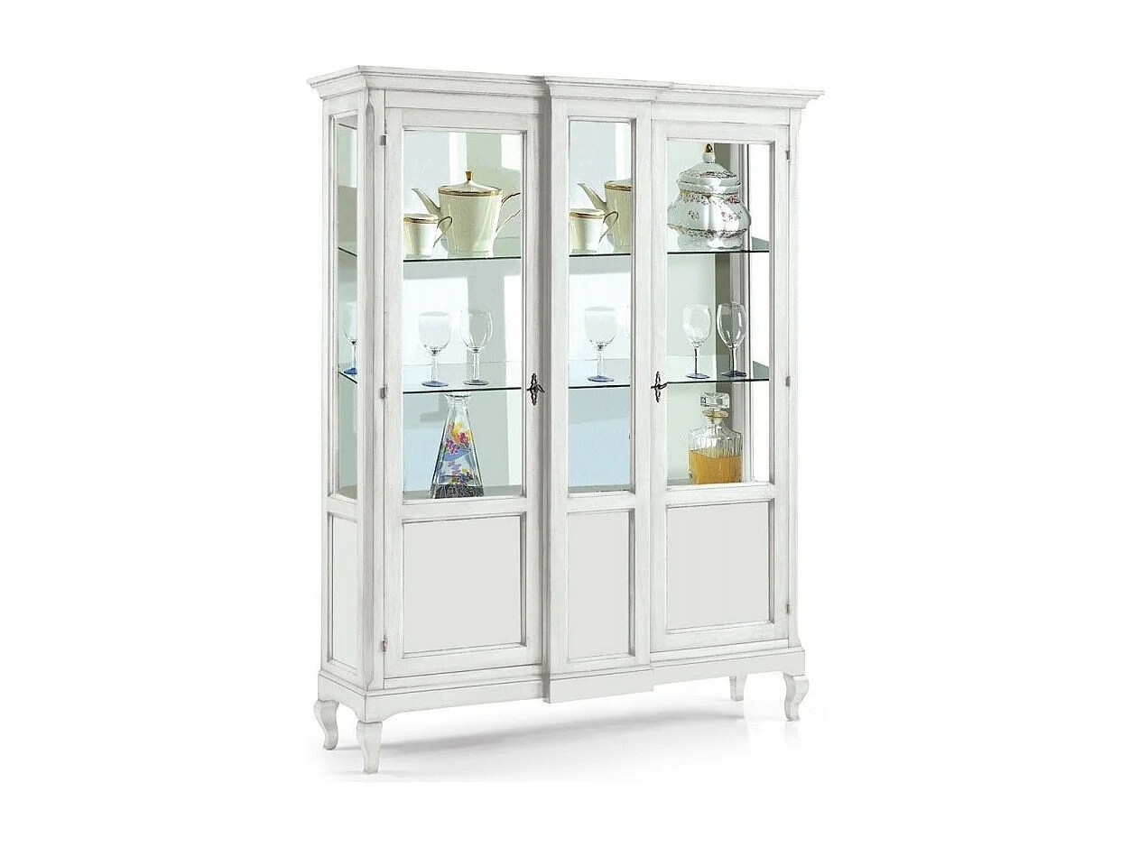 MOBILI 2G - VETRINA 2 ANTE IN LEGNO BIANCO ARTE POVERA 163X46X208 (1421)