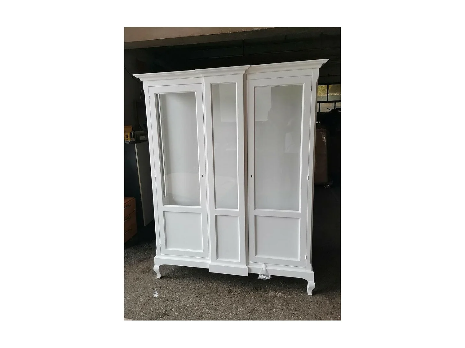 MOBILI 2G - VETRINA 2 ANTE IN LEGNO BIANCO ARTE POVERA 163X46X208 (1421)