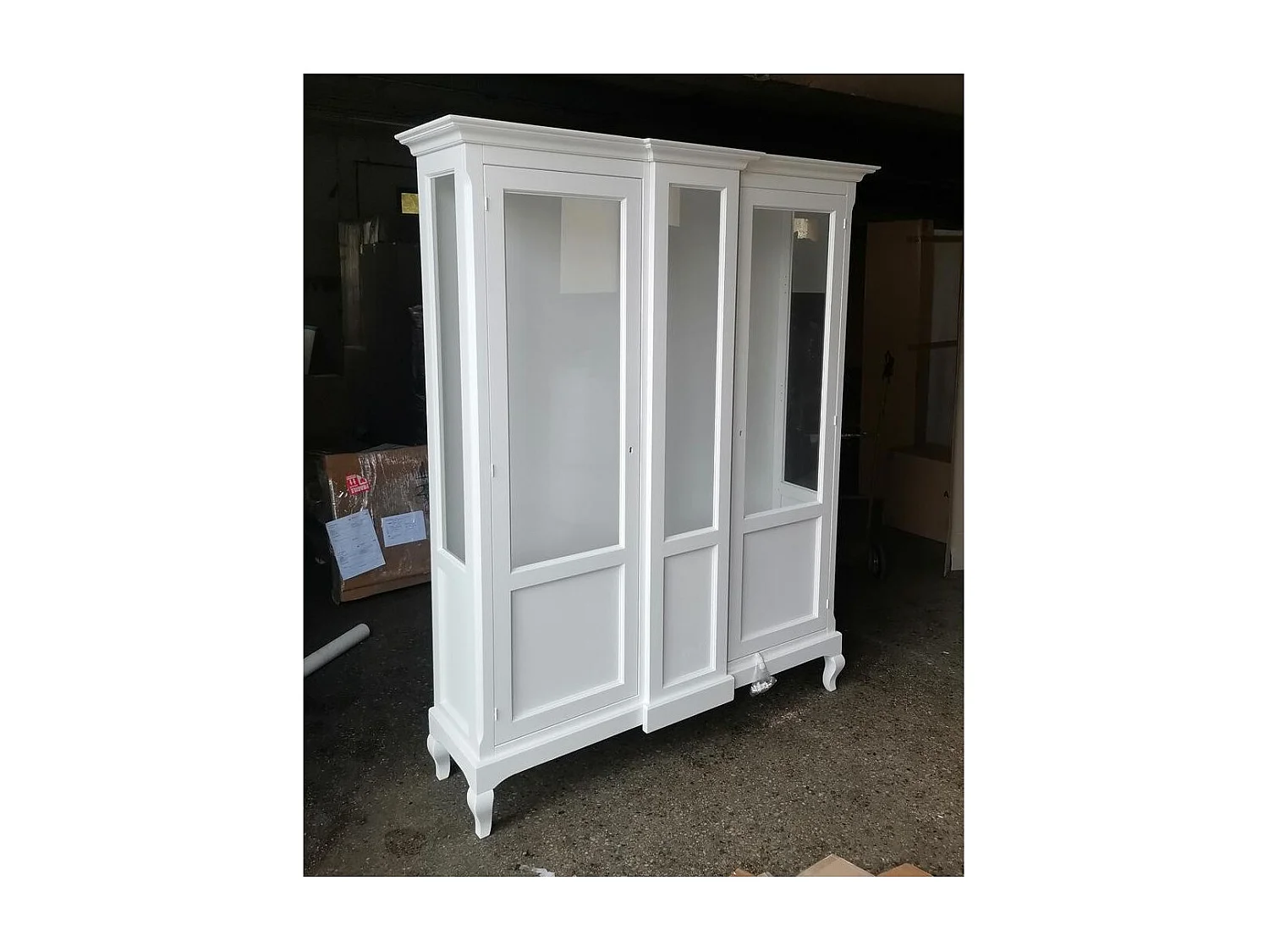 MOBILI 2G - VETRINA 2 ANTE IN LEGNO BIANCO ARTE POVERA 163X46X208 (1421)