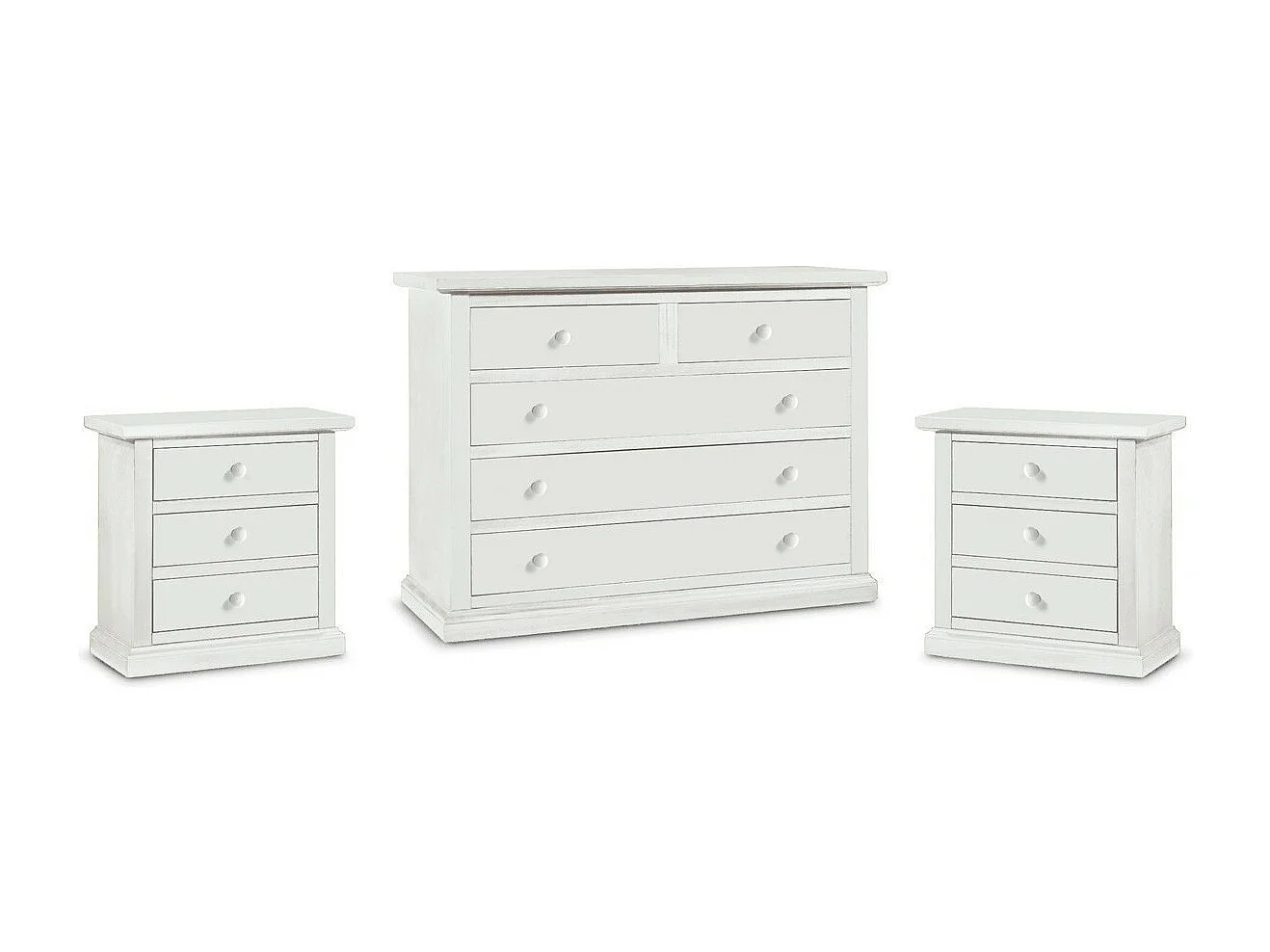 MOBILI 2G - GRUPPO COMO'A 5 CASSETTI  E 2 COMODINI A 3 CASSETTI LACCATO BIANCO OPACO (1364)
