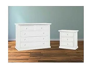 MOBILI 2G - GRUPPO COMO'A 5 CASSETTI  E 2 COMODINI A 3 CASSETTI LACCATO BIANCO OPACO (1364)