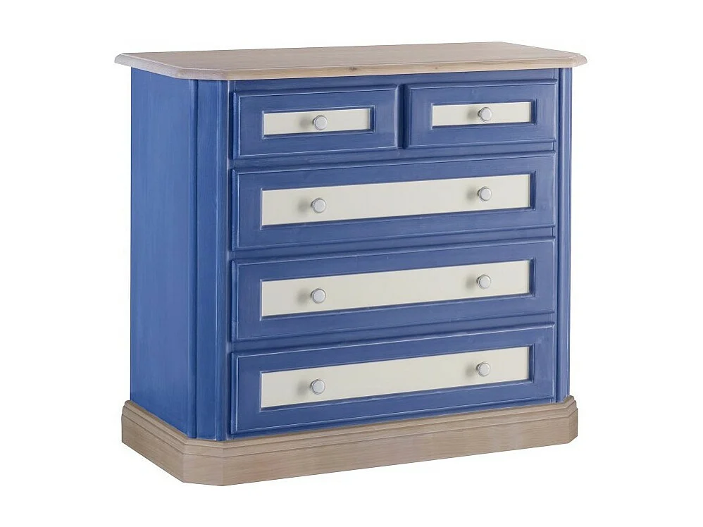 MOBILI 2G - COMO 5 CASSETTI IN LEGNO BLU E MIELE L.102 P.48 H.90 (2218)