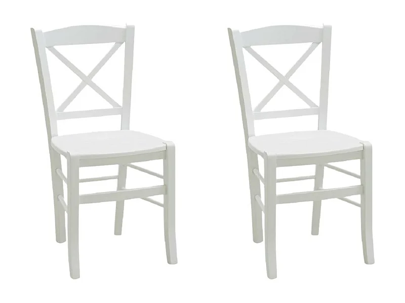 MOBILI 2G - SET 2 SEDIE SHABBY IN FAGGIO LACCATA BIANCA CON SEDUTA IN LEGNO DI FAGGIO (751)
