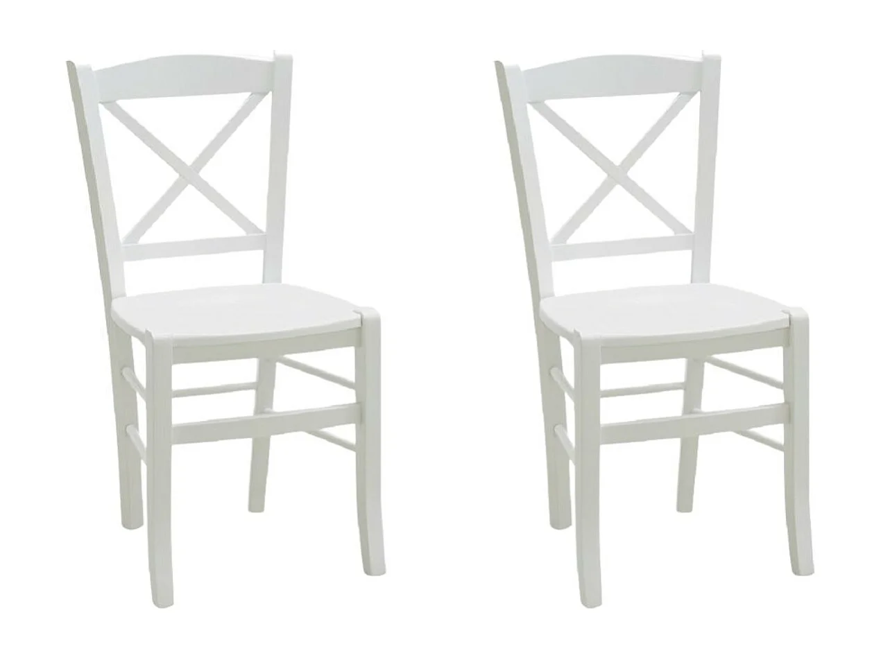 MOBILI 2G - SET 2 SEDIE SHABBY IN FAGGIO LACCATA BIANCA CON SEDUTA IN LEGNO DI FAGGIO (751)