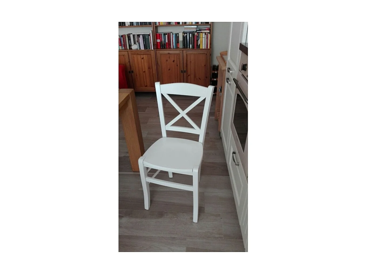 MOBILI 2G - SET 2 SEDIE SHABBY IN FAGGIO LACCATA BIANCA CON SEDUTA IN LEGNO DI FAGGIO (751)