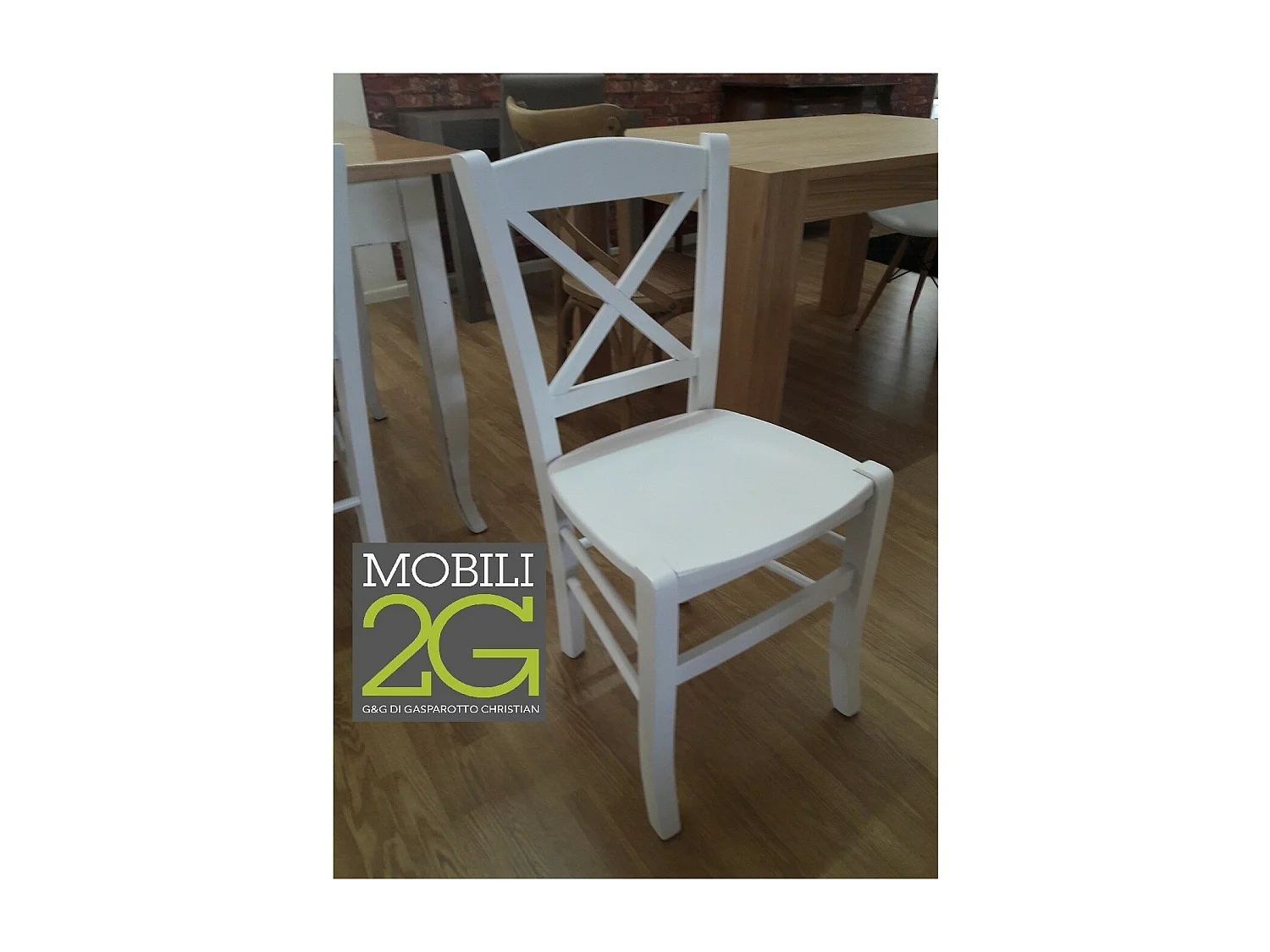 MOBILI 2G - SET 2 SEDIE SHABBY IN FAGGIO LACCATA BIANCA CON SEDUTA IN LEGNO DI FAGGIO (751)