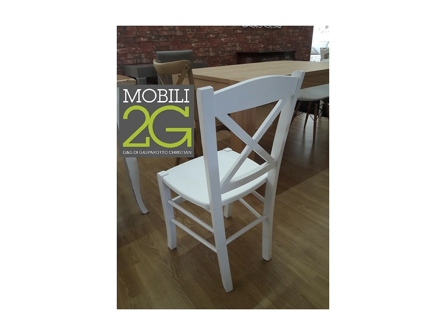 MOBILI 2G - SET 2 SEDIE SHABBY IN FAGGIO LACCATA BIANCA CON SEDUTA IN LEGNO DI FAGGIO (751)
