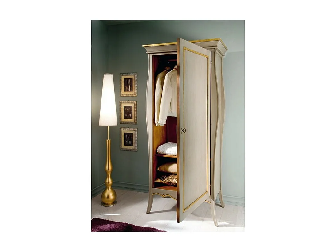 MOBILI 2G - ARMADIO 1 ANTA ARTE POVERA LEGNO TORTORA E ORO 93X64X213 (1382)