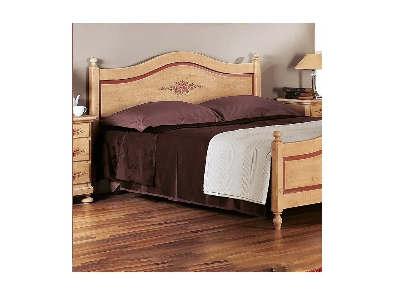 MOBILI 2G - LETTO SAGOMATO MATRIMONIALE AVORIO ANTICO FILO ROSSO IN LEGNO (1424)