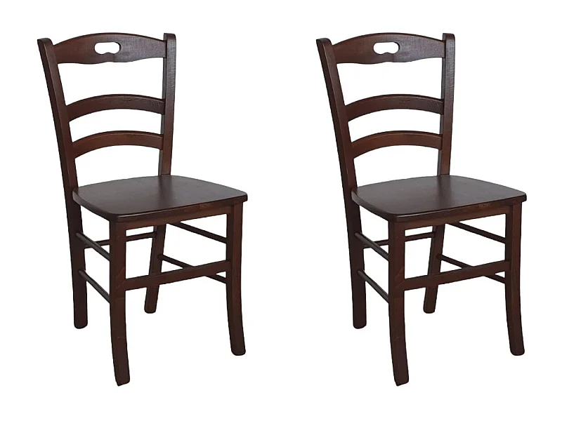 MOBILI 2G -  SET 2 SEDIE IN LEGNO ARTE POVERA TINTA NOCE SEDUTA LEGNO (588)