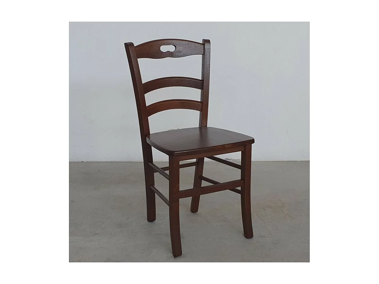 MOBILI 2G -  SET 2 SEDIE IN LEGNO ARTE POVERA TINTA NOCE SEDUTA LEGNO (588)