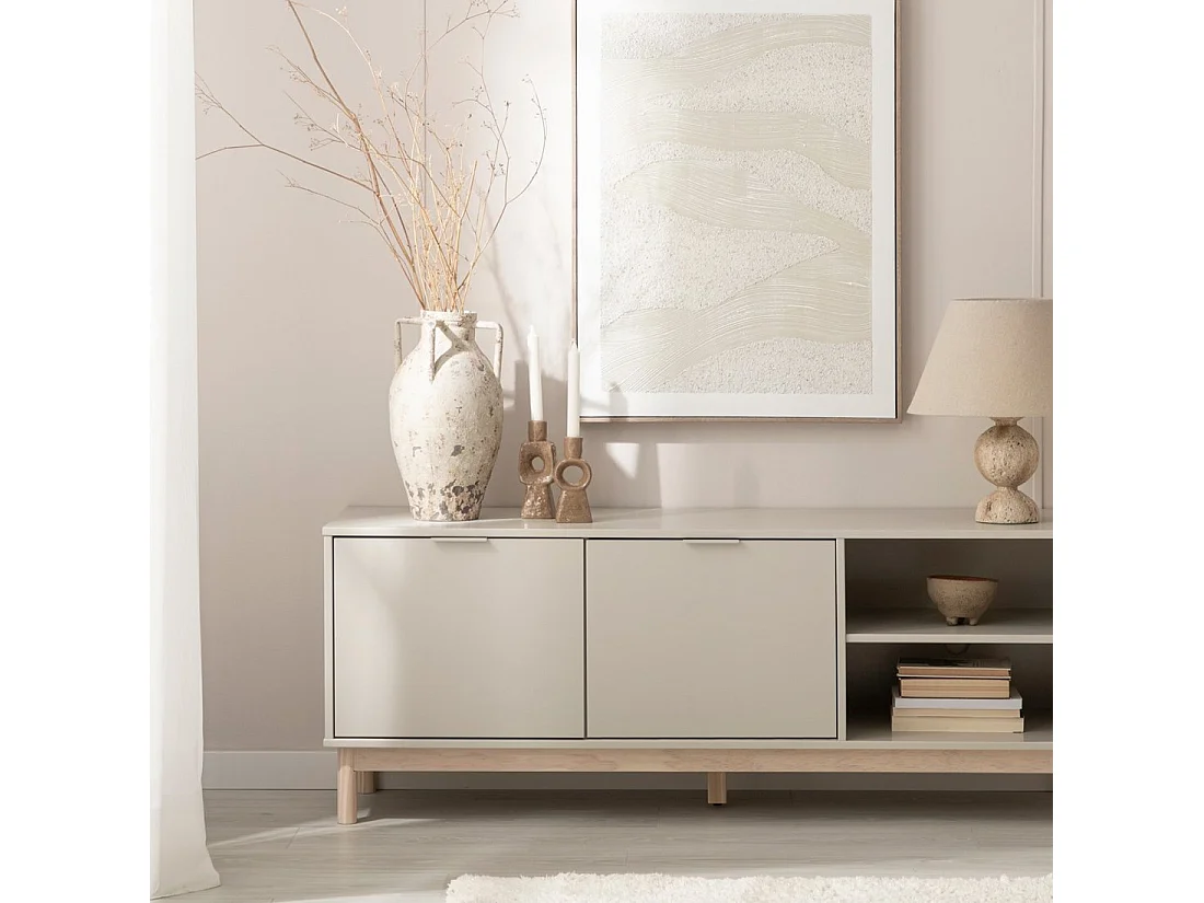 Portavelas de Cerámica Beige 18 x 7- Ondula