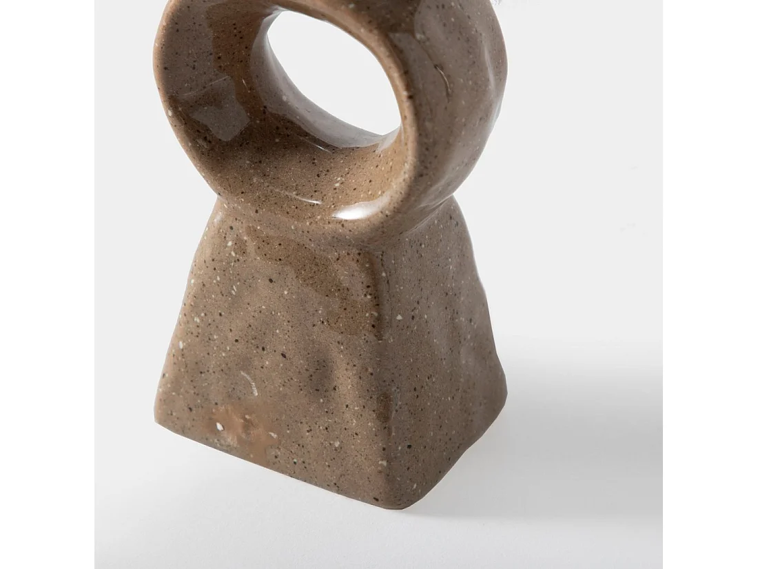 Portavelas de Cerámica Beige 15 x 7- Omira