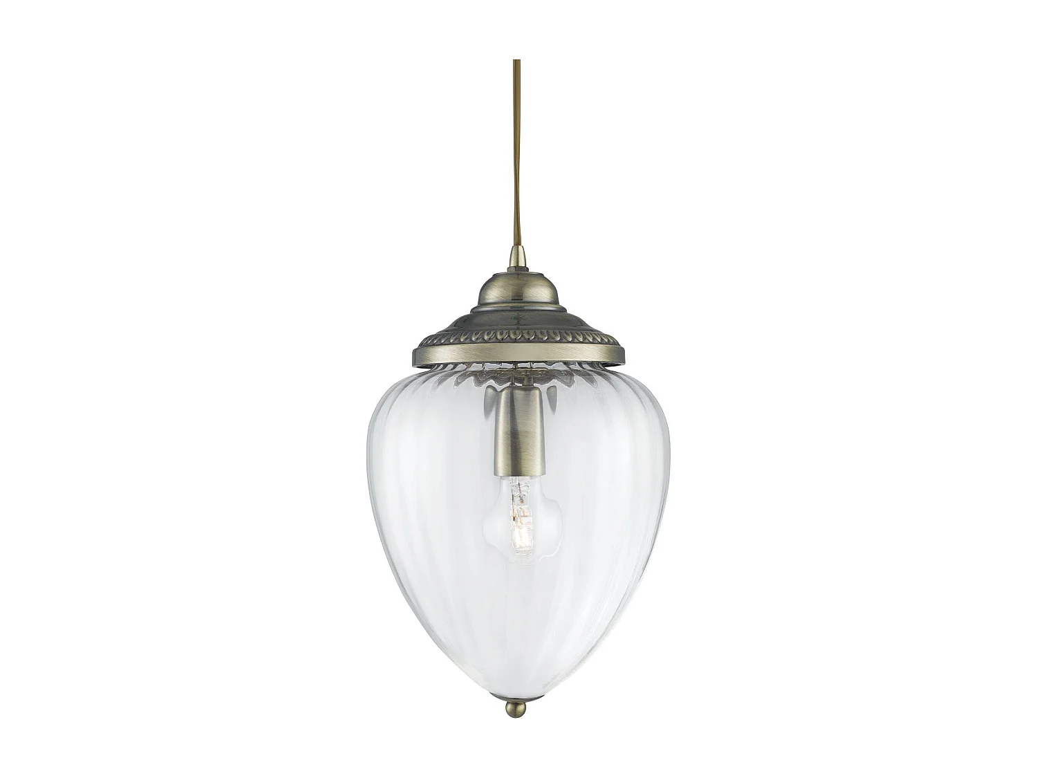 Searchlight Pineapple - Paralume in vetro rigato in ottone anticato a 1 luce, E27