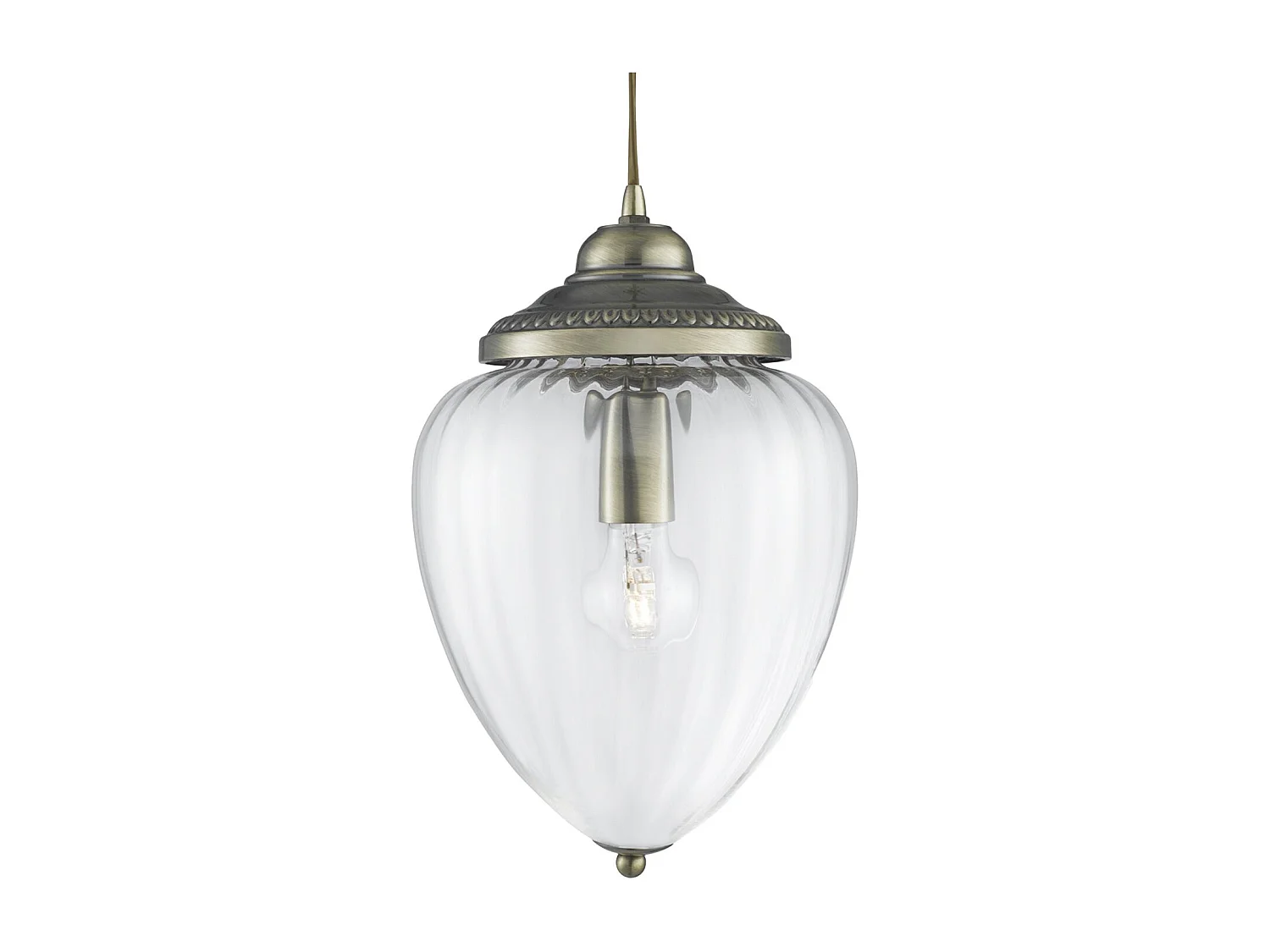 Searchlight Pineapple - Paralume in vetro rigato in ottone anticato a 1 luce, E27