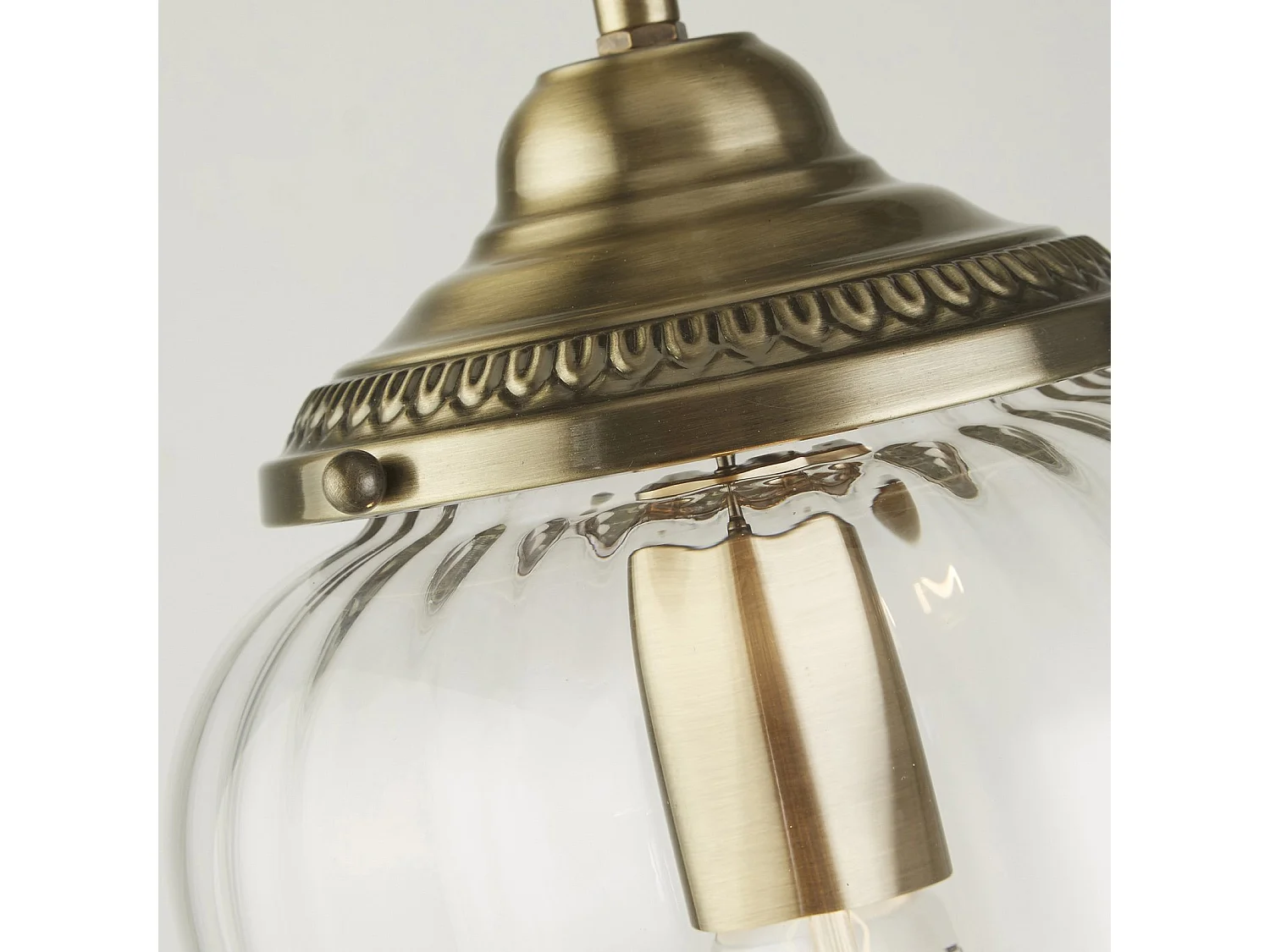 Searchlight Pineapple - Paralume in vetro rigato in ottone anticato a 1 luce, E27