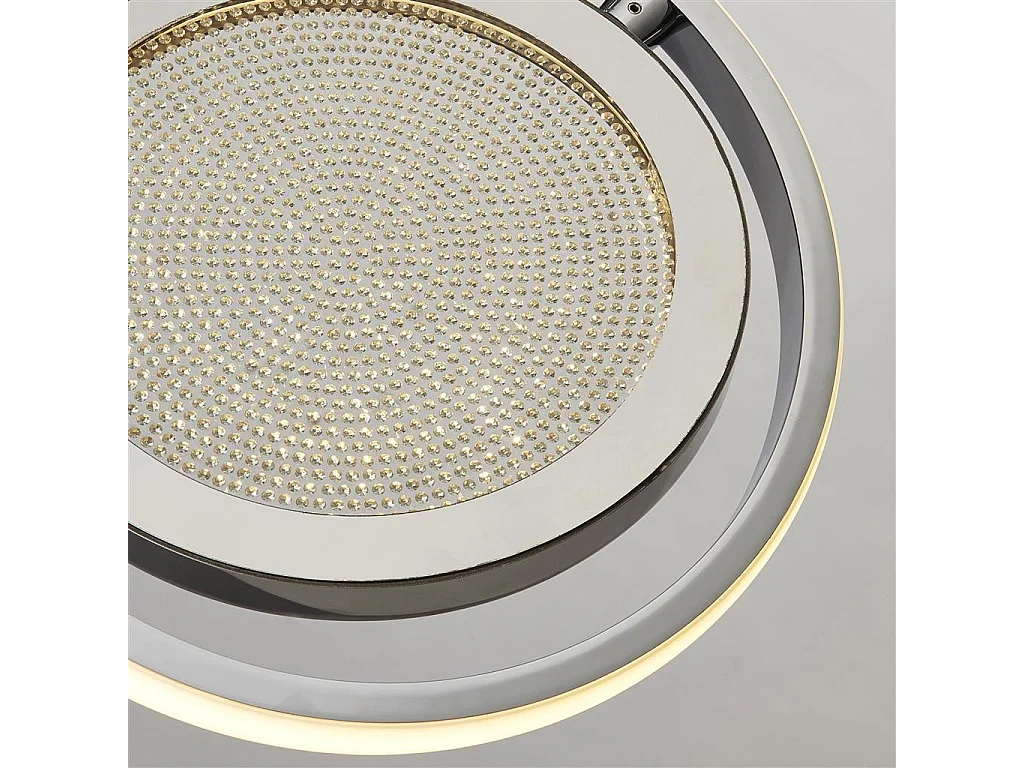 Searchlicht Gyroscope 1 Licht-LED-Ring-Anhänger Chrom, Kristallsand 3000K