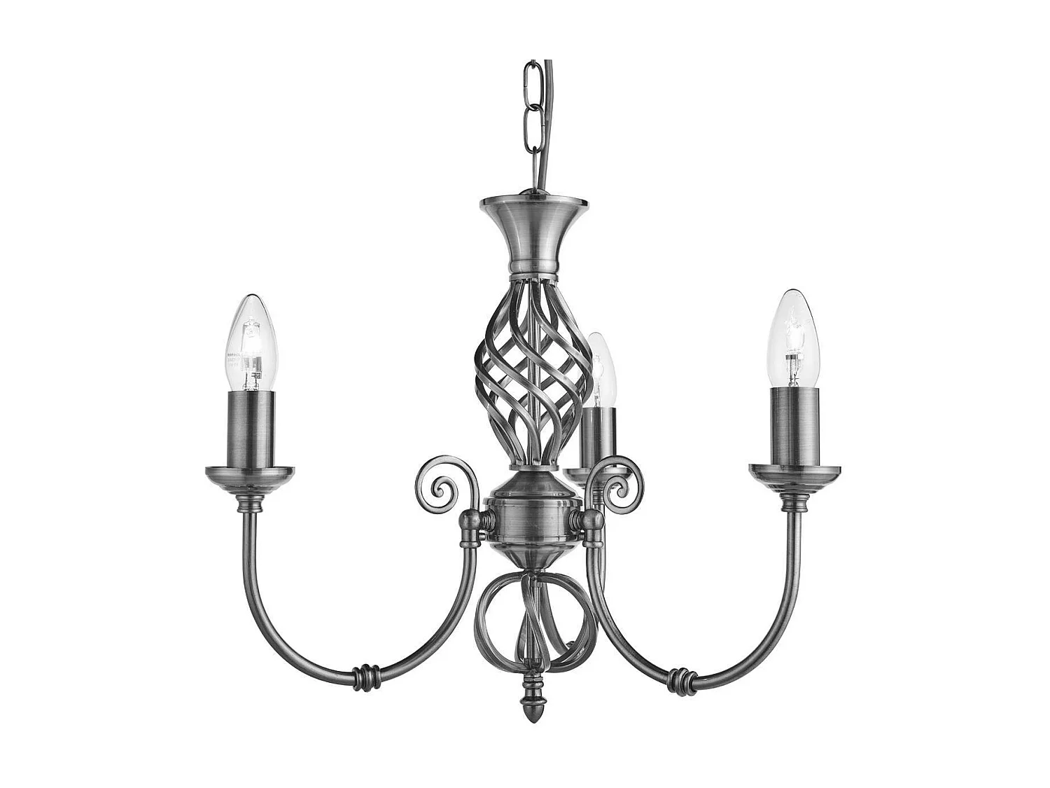 Searchlicht Zanzibar - 3 leichte mehrarmige Deckenanhänger Satin Silber, E14