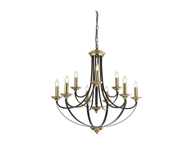 Searchlicht Belfry - 9 Heller mehrarmiger Anhänger Dunkelbronze, Braun, E14