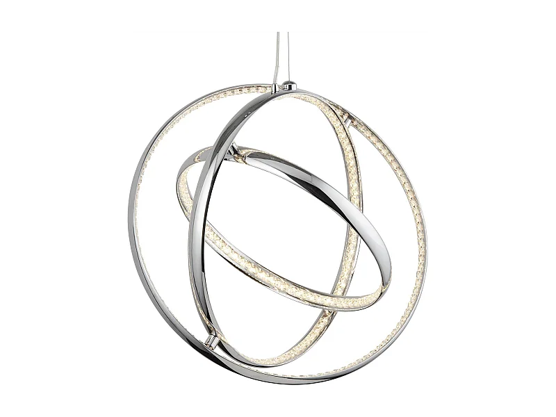 Searchlicht Rings - Integrierter LED-Deckenanhänger Chrom mit Glaskristallen