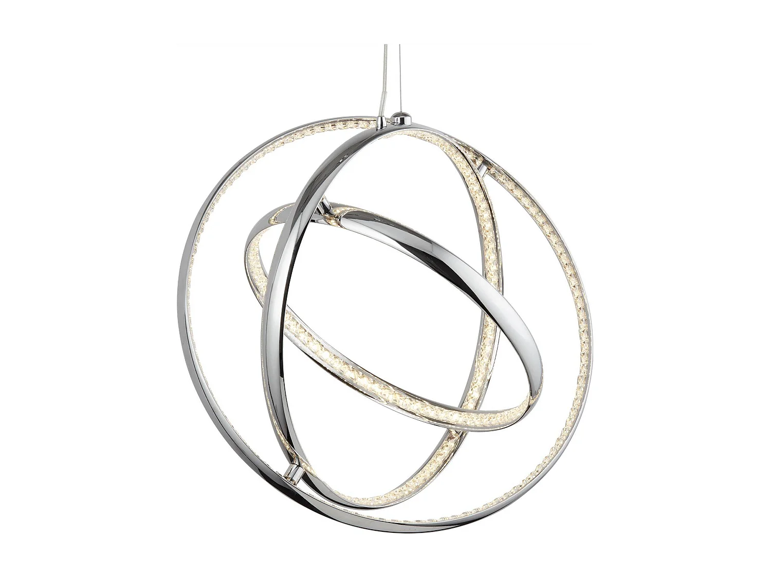 Searchlicht Rings - Integrierter LED-Deckenanhänger Chrom mit Glaskristallen