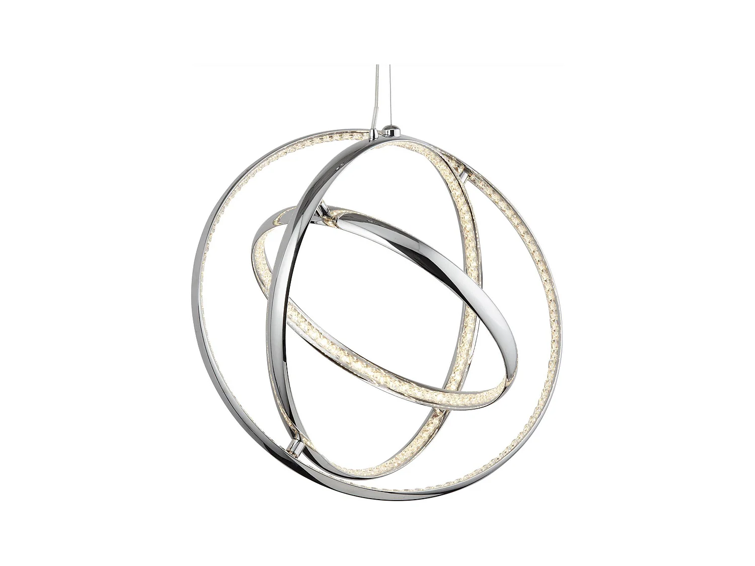 Searchlicht Rings - Integrierter LED-Deckenanhänger Chrom mit Glaskristallen