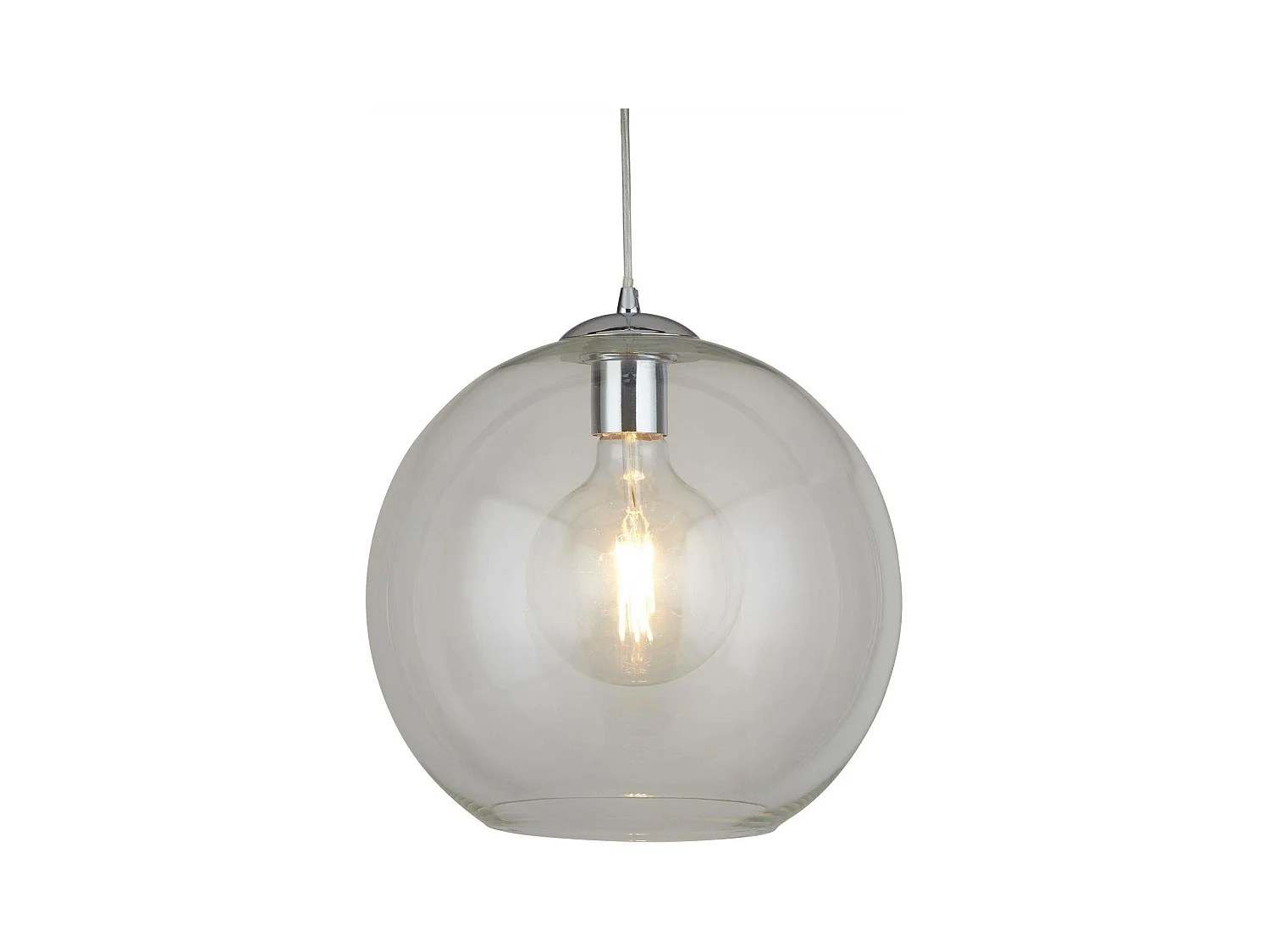 Searchlicht Balls - 1 licht Dome Deckenanhänger Chrom, Klarglas, E27