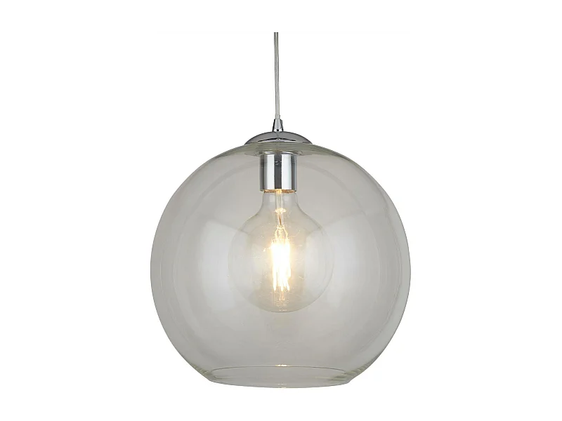 Searchlicht Balls - 1 licht Dome Deckenanhänger Chrom, Klarglas, E27