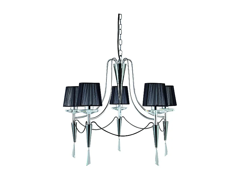 Searchlight Duchess 5 Ljus Multi Arm Ceiling Pendel krom, svart krom med skrmar, G9