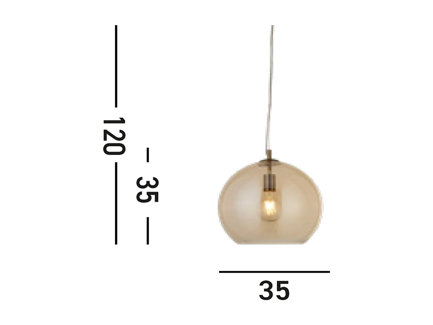 Searchlight Balls - Paralume in vetro ambrato a 1 luce, ottone antico, attacco E27