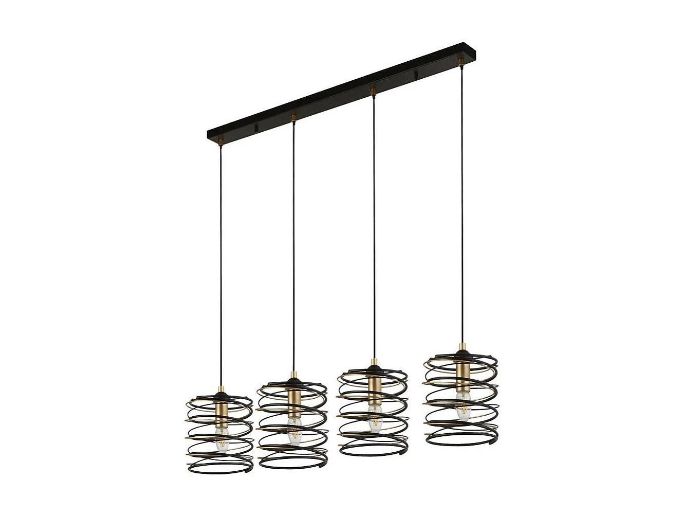 Searchlight Spring4 ljusstångshänge, svart och guld