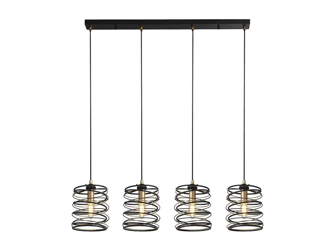 Searchlight Spring Pendente Bar 4 Luci, Nero E Oro