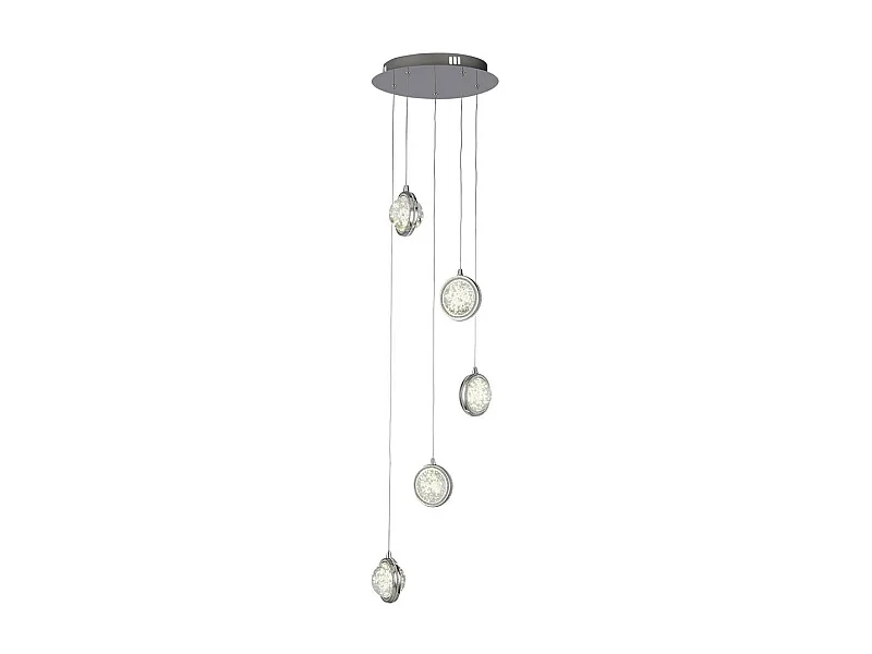 Searchlicht Quartz 5 licht  Drop Pendelleuchte, Blasenglas, detaillierter Rand 4000K