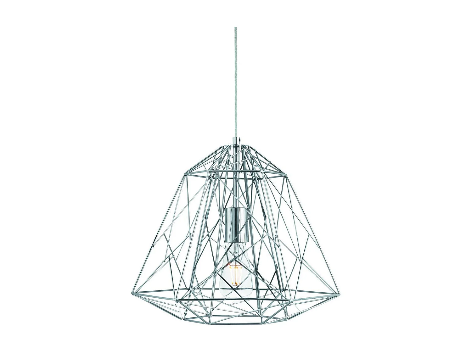 Searchlight Geometric Cage - Sospensione a soffitto a 1 filo di luce Cromo, E27