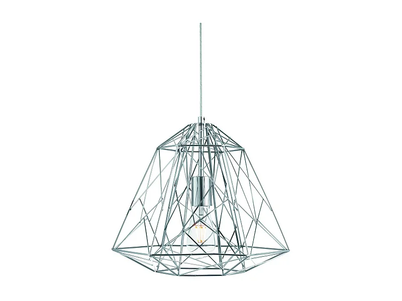 Searchlight Geometric Cage - Sospensione a soffitto a 1 filo di luce Cromo, E27