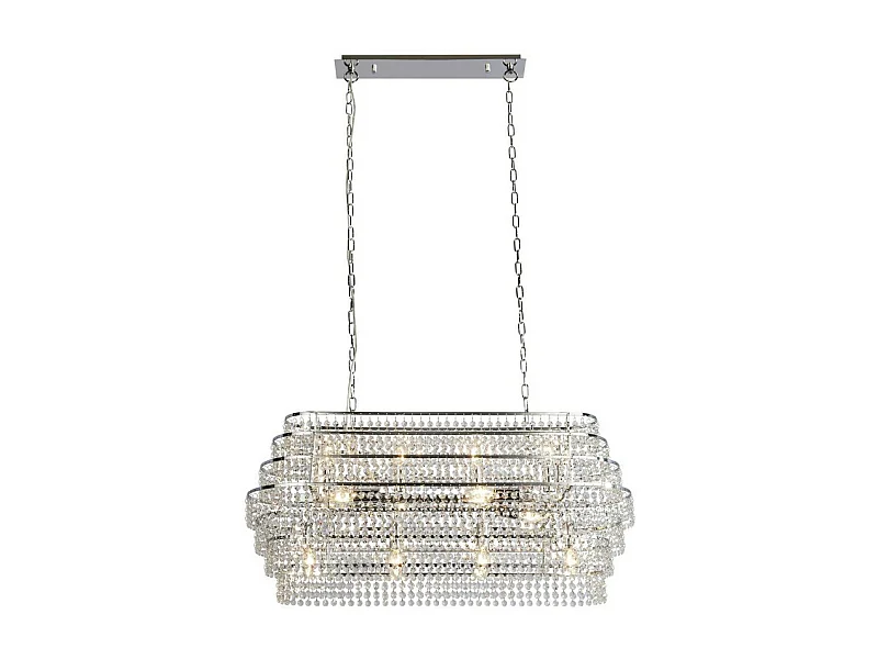 Lampada a sospensione Searchlight Rene a 12 luci con cristalli pendenti - Chrome