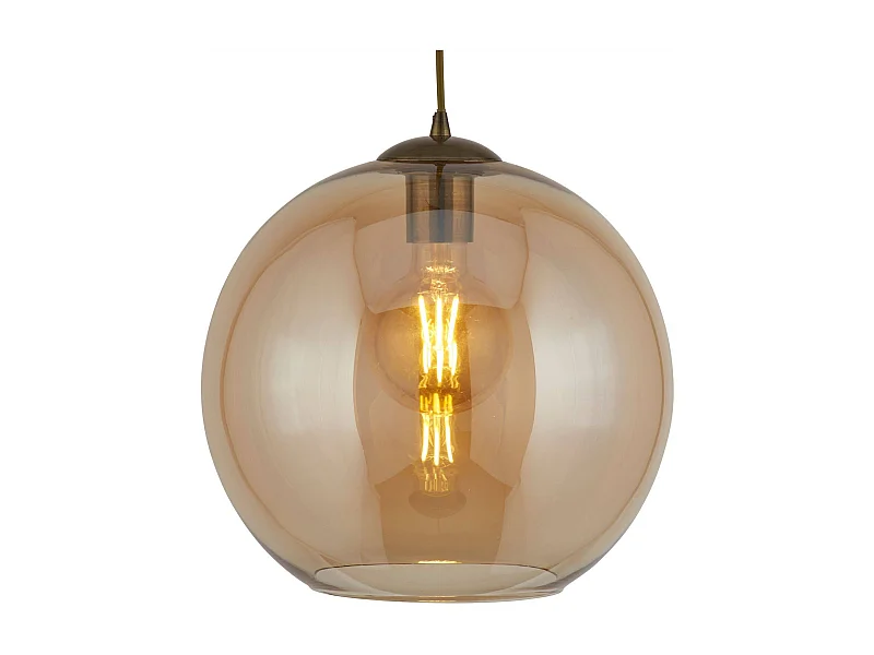 Searchlight Balls Luminaire suspendu à 1 dôme en laiton antique, ambre, verre, E27