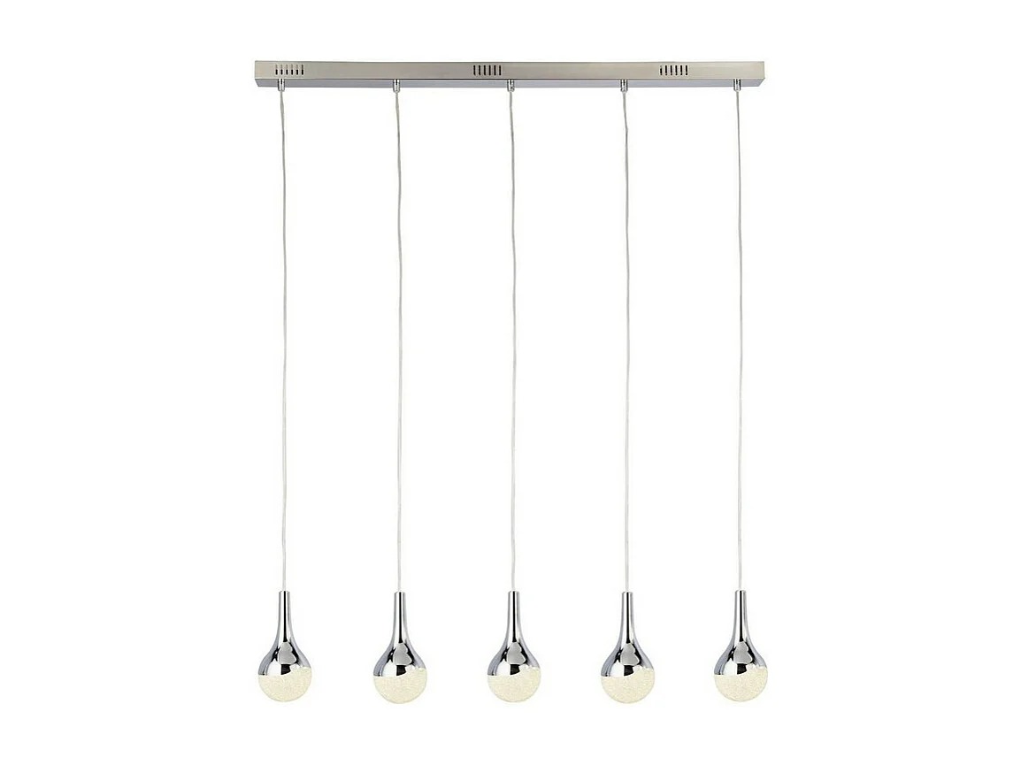 Searchlicht Wave Teardrop 5 Licht Led Bar Anhänger, Crushed Ice Effekt Shade, Chrom