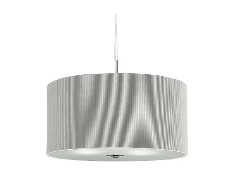 Searchlicht Drum Pleat - 3 Licht Decke Anhänger Chrom, Grau mit Glasdiffusor und Schatten, E27