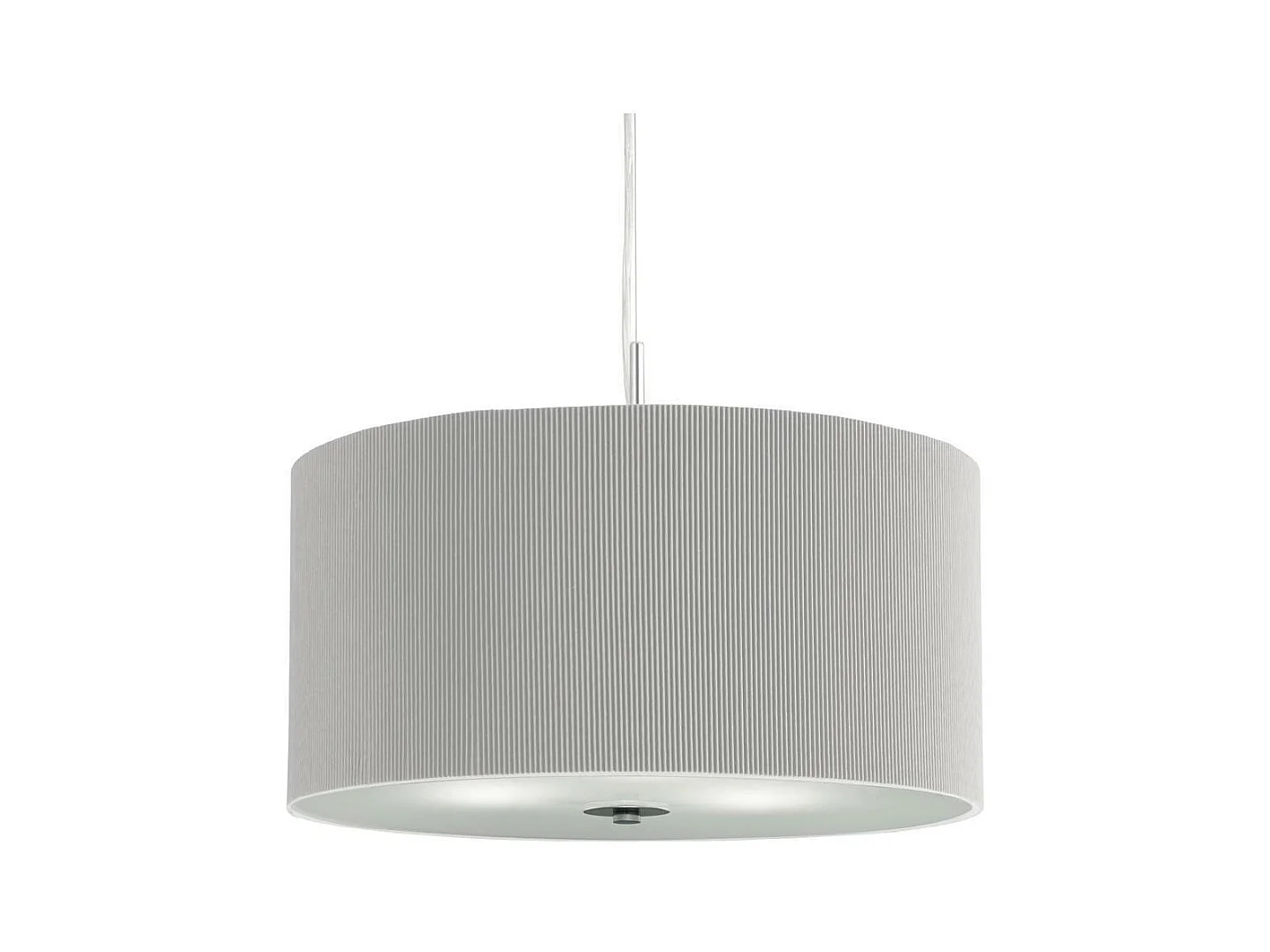 Searchlicht Drum Pleat - 3 Licht Decke Anhänger Chrom, Grau mit Glasdiffusor und Schatten, E27