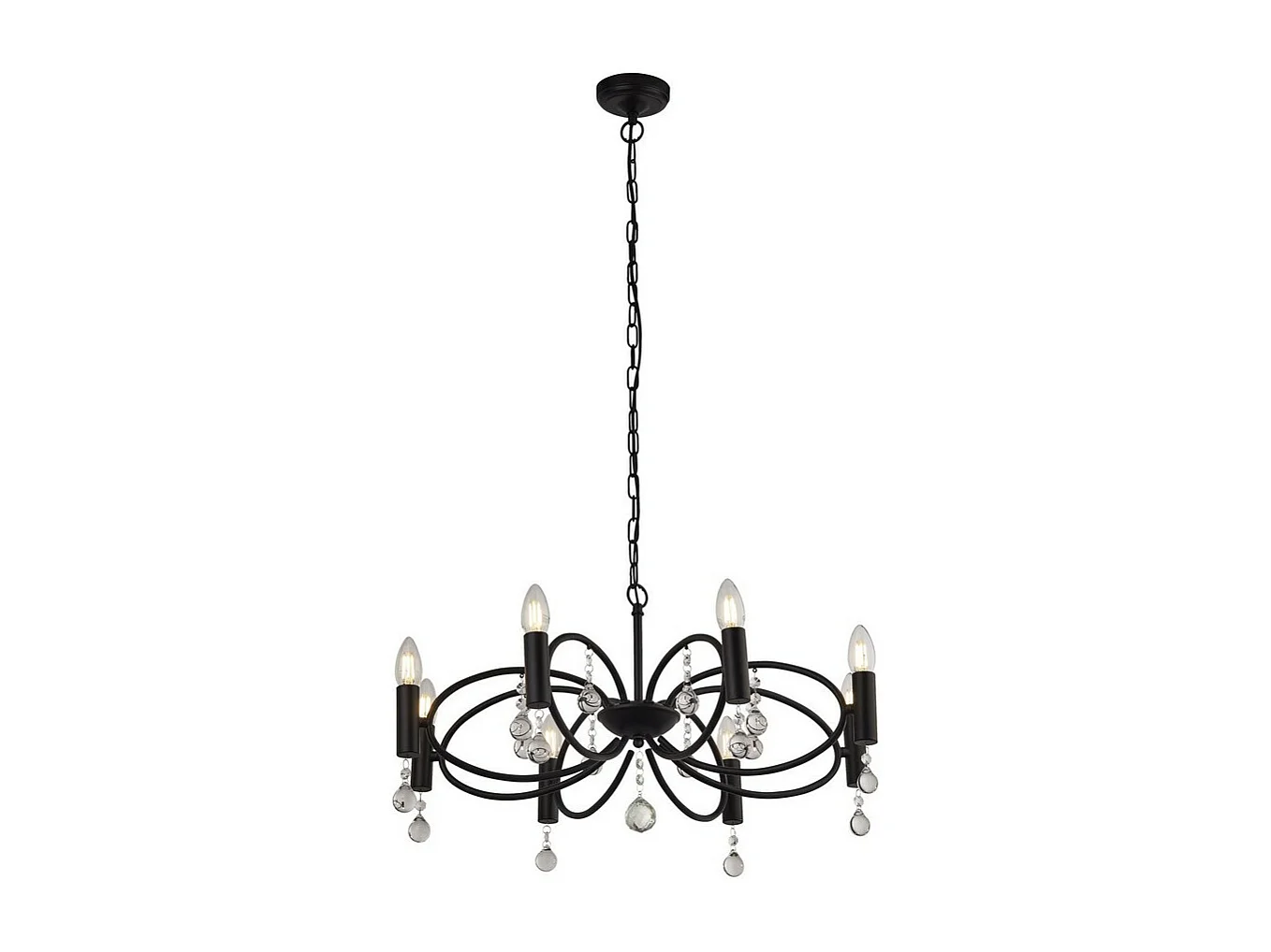 Searchlight INFINITY 8 Light Ceiling Pendel - Svart med Kristallglas detalj