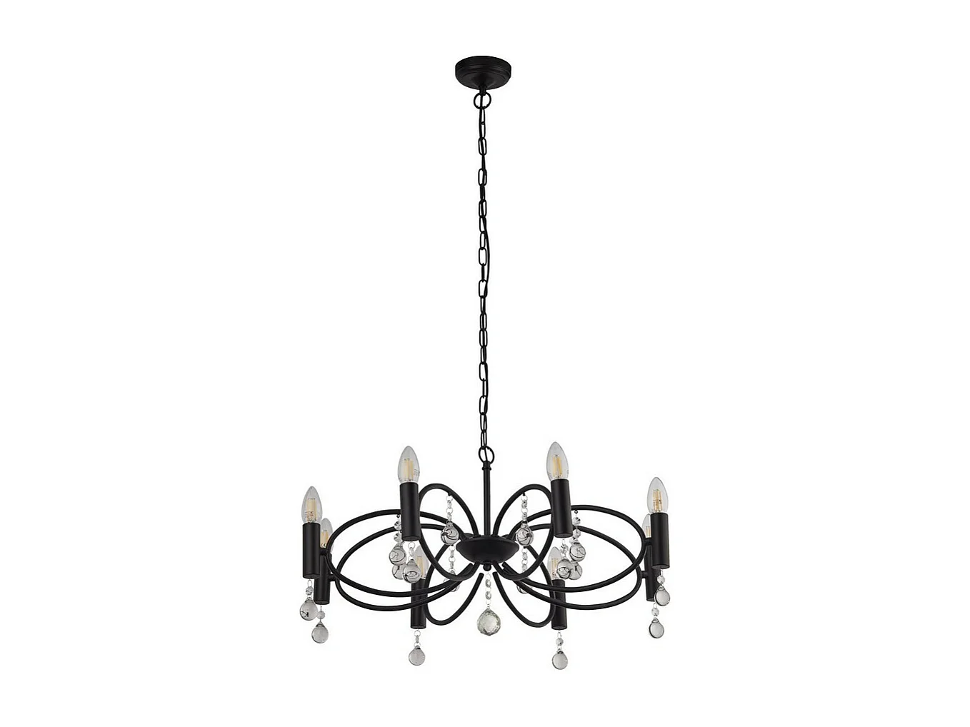 Searchlight INFINITY 8 Light Ceiling Pendel - Svart med Kristallglas detalj