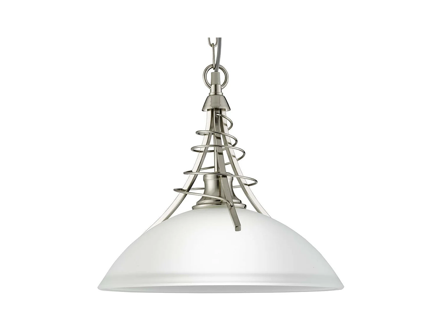 Searchlicht Linea - 1 licht Dome Deckenanhänger Satin Silber mit Opalglasschirm, E27
