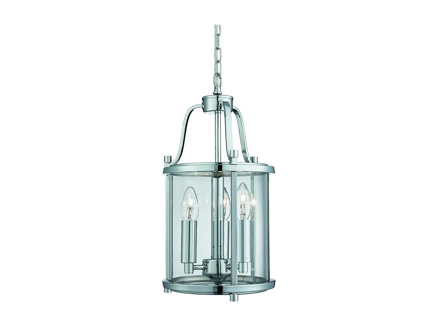 Searchlight Victorian Lanterns 3 ljus taklykta hnge krom, glas tre, E14